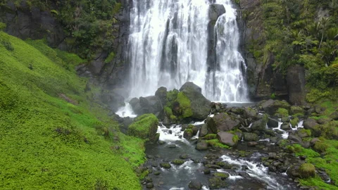 Drone Pan shot Waterfall and natural sig... | Stock Video | Pond5