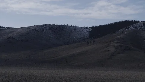 Drone Pan of Snow Covered Desert Hills Stock Footage 88289516