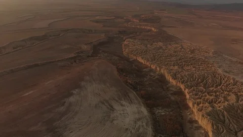 Drone Pan to Sun Desert Cloudy Day Sunrise Video stock 103317538