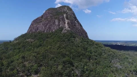 Drone Pan Up Volcanic Plug Stock Footage 134385157