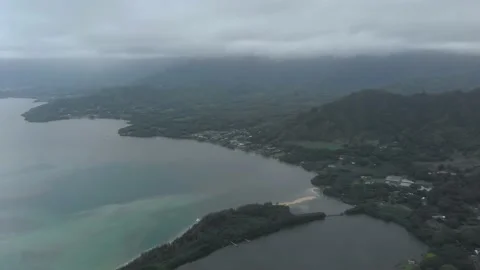 Drone Panning Across The Windward Coast Of Oahu, Hawaii Stock Footage 154169498