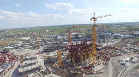 Drone panning construction site - slow Stock Footage 59557615