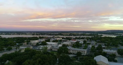 Drone panning Granbury Square in Fall Season Stock Footage 167853963
