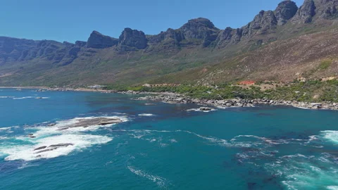 Drone Panning Left Along Twelve Apostles Coastline Revealing Lion's Head Stock Footage 330319020