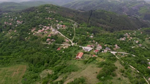 Drone panning from the left to the right side of the frame, capturing the Stock Footage 265534177