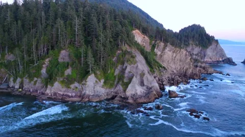 Drone Panning Up Over Coastal Cliffs Stock Footage 341366612