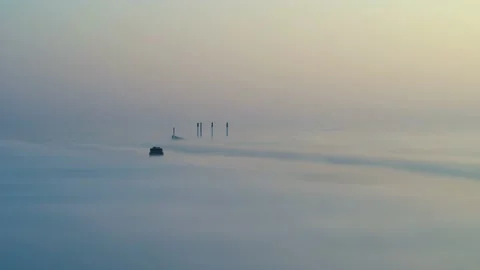 Drone panning over heavy thick fog 4K 2 Video stock 236723511