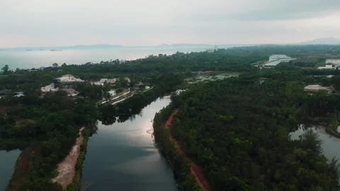 Drone Panning Over Lagoons and Coastline in Phuket Thailand Vídeos de archivo 334246422