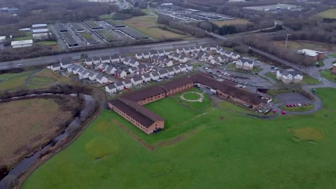 Drone panning round the rear of the Riverside Hotel, Irvine Video stock 233374167