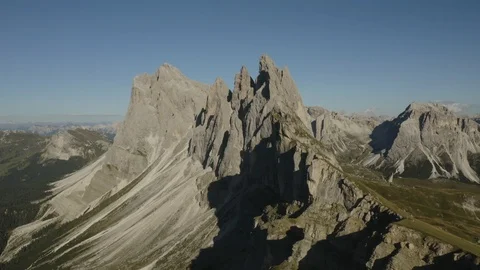 Drone panning shot of rugged mountain landscape in Zugspitze region of Stock Footage 123448440