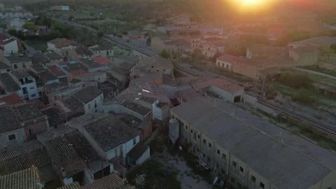 Drone Panning into Sunset over Vinaixa Stock-Footage 286201668