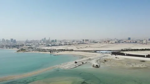 Drone Panorama of Al Khobar Artificial Coastline Development Stockbeeldmateriaal 335034858