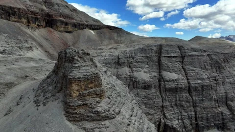 Drone panorama of a cliff in the dolomites 스톡 동영상 263266428