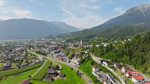 Drone panorama of Imst in Tyrol Austria 库存影片 343562346