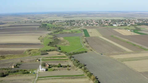 Drone panorama in motion of agricultural fields Stock Footage 141522883