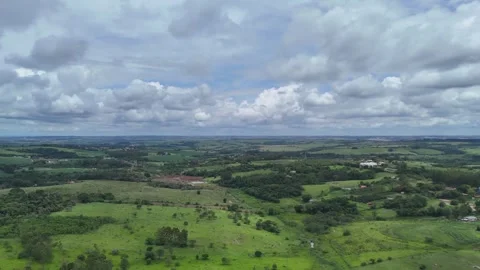 Drone Panorama of Rural Fields and Forested Landscape Stock Footage 325811621