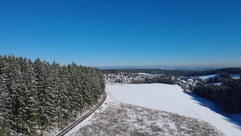 Drone panorama of snow-covered forest in winter Stock Footage 325207480