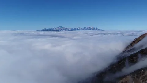 Drone Panorama from Stol Mountain with Cloud Inversion and View of Triglav Stock Footage 329319041