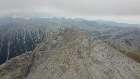 Drone Panorama of Vihren Peak and Pirin Mountain Range in Early Autumn Stock Footage 332011663