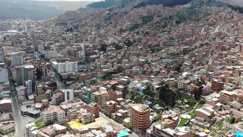 Drone Panoramic Aerial View Of A Large City With Buildings On The Hillside Stock Footage 194472145