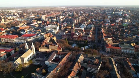 Drone Panoramic Flight Over Novi Sad Downtown Serbia 4K Aerial View Stock Footage 263037017