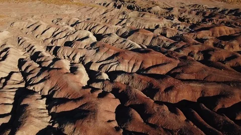 Drone panoramic shot of yellow deserted plains in wastelands of Utah, USA Video stock 121635564