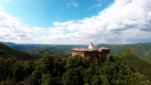 Drone panoramic video of Glozhene Monastery Saint George the Victorious Stock Footage 320499689