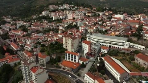 Drone Panoramic View of Covilha Town in Central Portugal Stock Footage 317346068