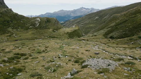 Drone panoramic view of high mountain pastures in Madesimo Vidéo 251557533