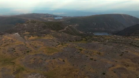 Drone Panoramic View from Highest Point of Serra da Estrela Mountains, Portugal Stock Footage 317346494