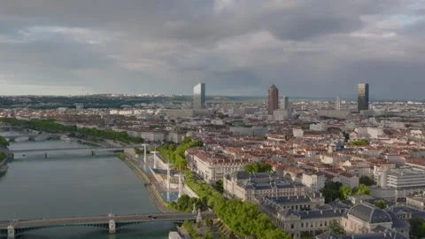 Drone panoramic view from the modern city to the old city Stock Footage 320103541