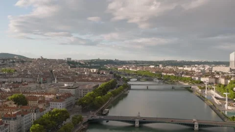 Drone panoramic view from the modern city to the old city Stock Footage 320103543