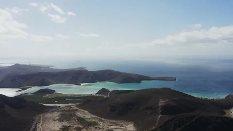 Drone pans over Balandra Beach, Baja, Mexico Stock Footage 168413986
