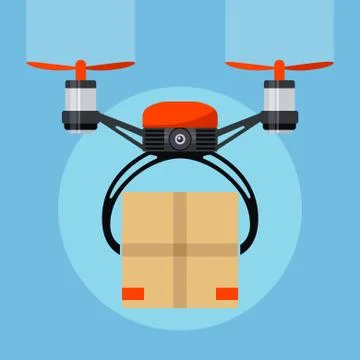 Drone with paper package box, delivery order Stockillustratie