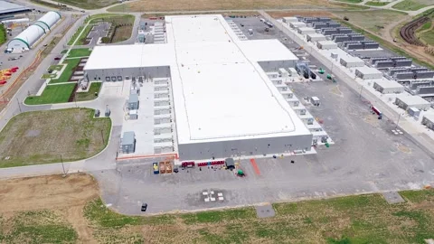 Drone Parallax View of Large Data Center Facility in Gallatin, Tennessee Stock Footage 340541635
