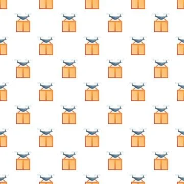 Drone parcel delivery service repeating seamless pattern background Stock Illustration