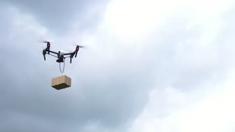 Drone with Parcel Video stock 133184556