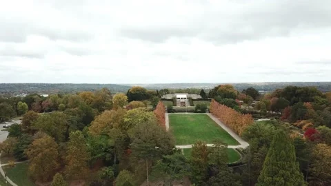 Drone of Park in the Fall - Ault Park Cincinnati, Ohio Stock Footage 148501491