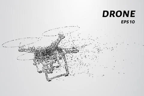 The drone of the particles. The drone consists of circles and points. Vector  Stock Illustration