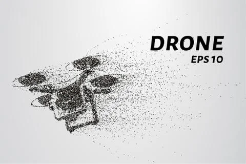 The drone of the particles. The quadcopter consists of circles and points. .. Stock Illustration