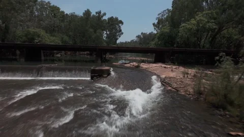 Drone pass of scenic river and swimming hole Stock Footage 289697035