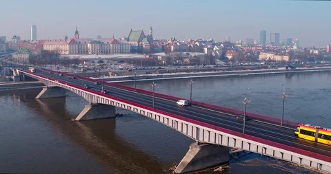Drone passes over the Sl?sko-D?browski bridge. Stock Footage 112079979