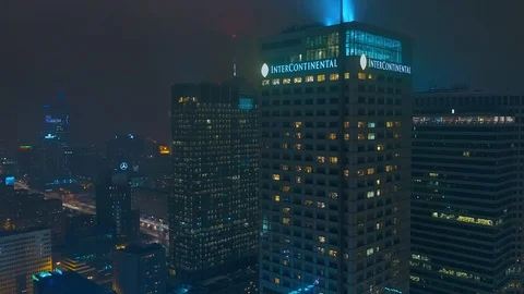 The drone passes past the Intercontinental hotel. Stock Footage 108575341