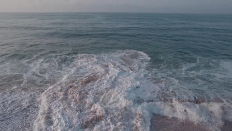 Drone passes on a sandy beach in Sri Lanka during sunset Stock Footage 327052471