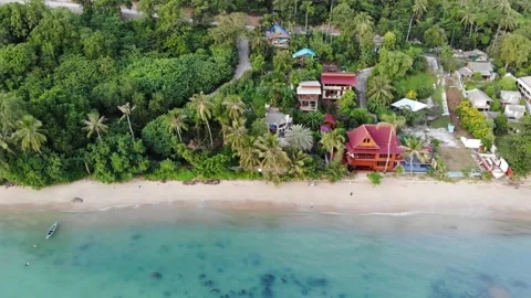 Drone passing along the beach Stock Footage 194446018