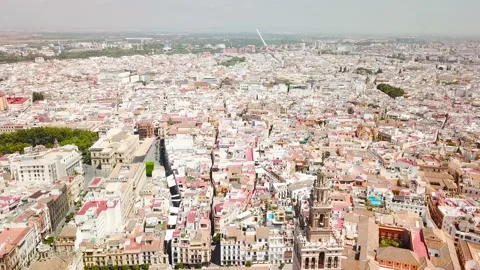 Drone passing backward over the Seville Cathedral. Stock Footage 150970665
