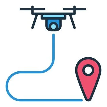 Drone Path Planning vector Quadcopter concept colored icon Stock Illustration