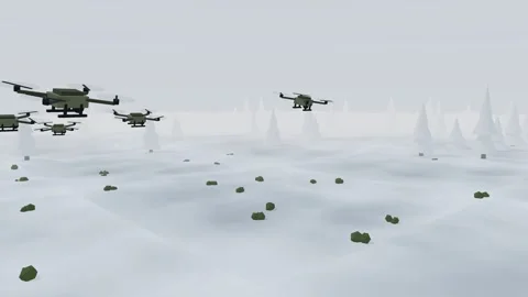 Drone patrol over winter forest Stock Footage 341558445