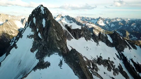 Drone peaks over Mountain Range Landscape Stock Footage 136624537