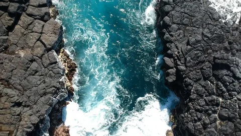 Drone Pedestal Upwards of Ocean Stock Footage 119833306